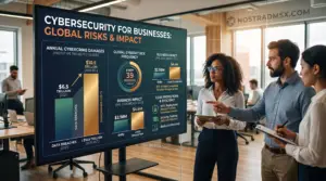 Statistical data showing the importance of cybersecurity for businesses