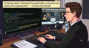 a computer programmer typing code on his computer